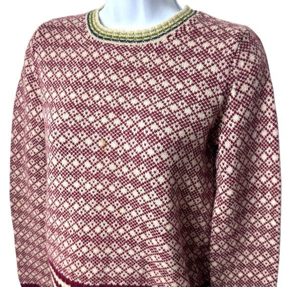 J. Crew Wool Argyle Crewneck Holiday Cabincore Cozy Nordic XS - Picture 3 of 11